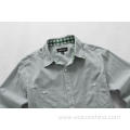 Plaid Pattern Collar Design Pinstripe Men Shirt